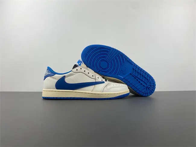 Jordan 1 Retro Low OG SP Fragment x Travis Scott Sail Military Blue 