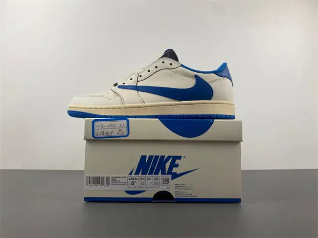 Jordan 1 Retro Low OG SP Fragment x Travis Scott Sail Military Blue 