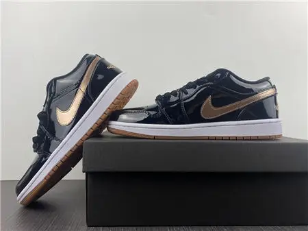 Jordan1 Retro Black Gold Patent 