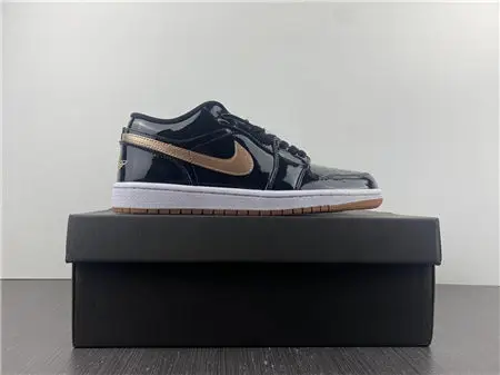 Jordan1 Retro Black Gold Patent 