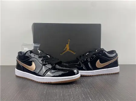 Jordan1 Retro Black Gold Patent 